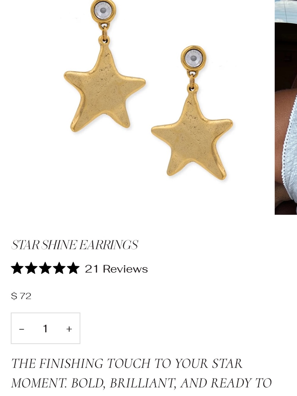 Star Shine Gold Drop Earrings